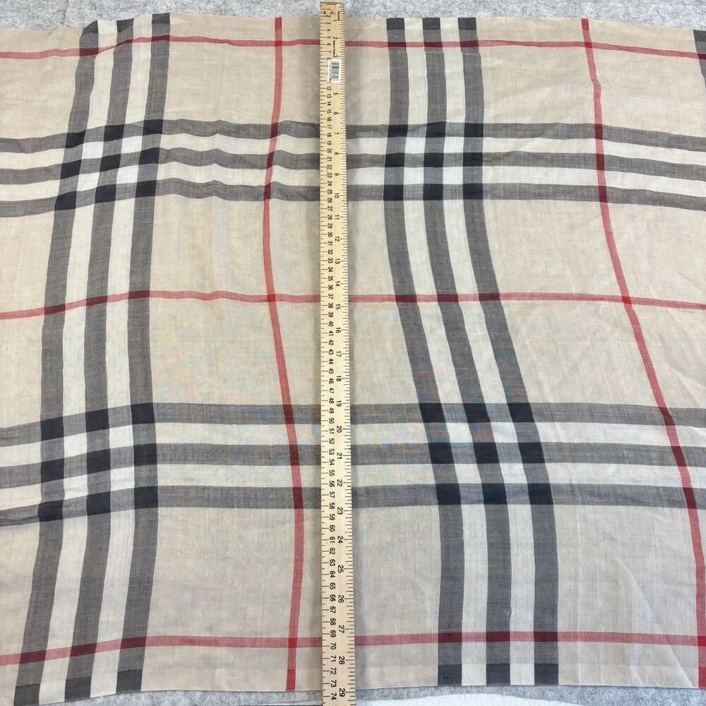 Burberry London Wide Check Wool Silk Scarf Stole Shawl 84